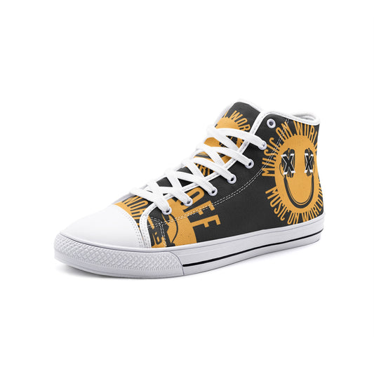 #S.O.M. BLK/YELLOW High Top Canvas Shoes