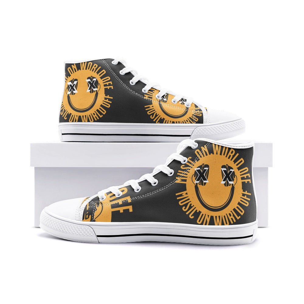 #S.O.M. BLK/YELLOW High Top Canvas Shoes