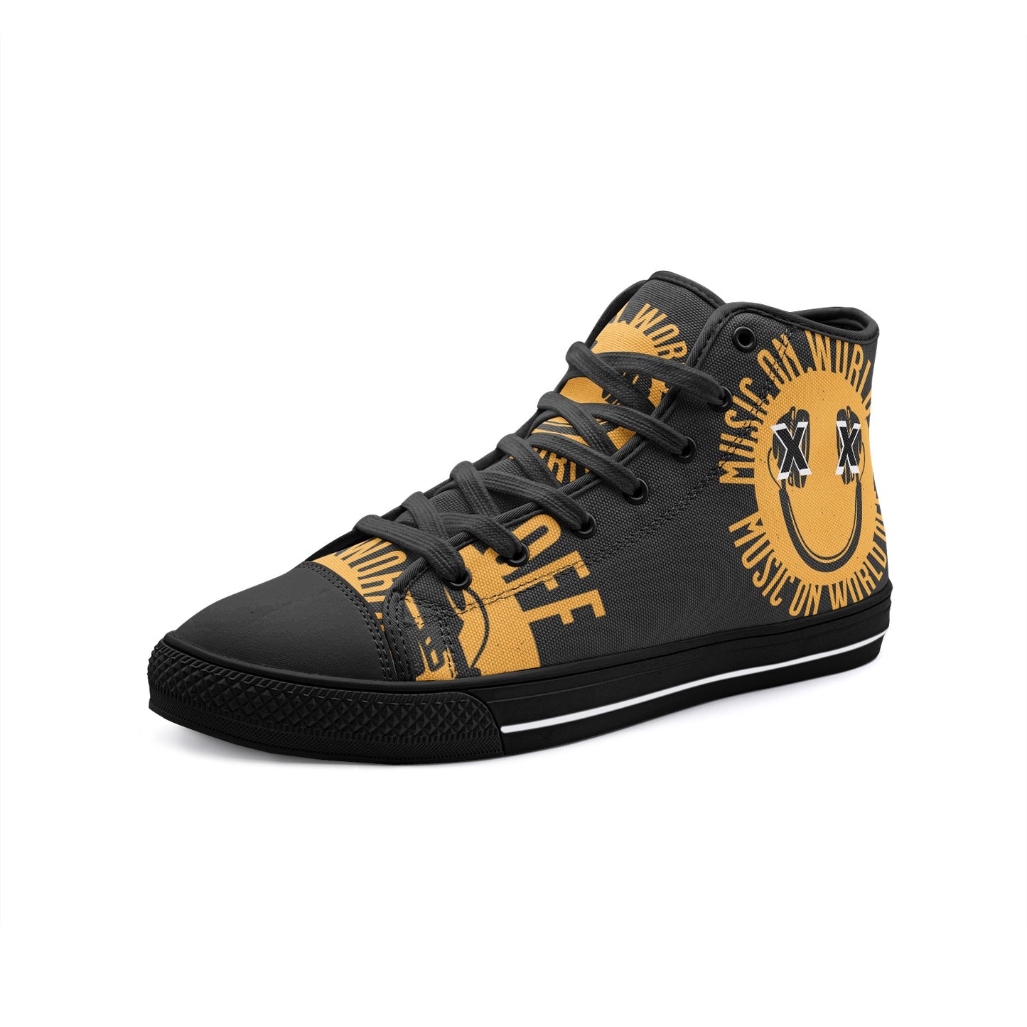 #S.O.M. BLK/YELLOW High Top Canvas Shoes