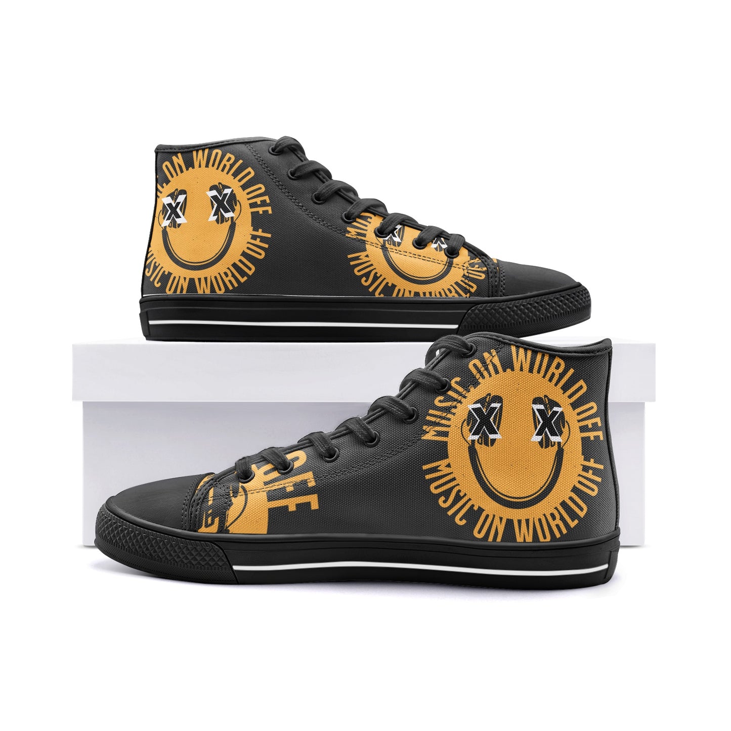 #S.O.M. BLK/YELLOW High Top Canvas Shoes