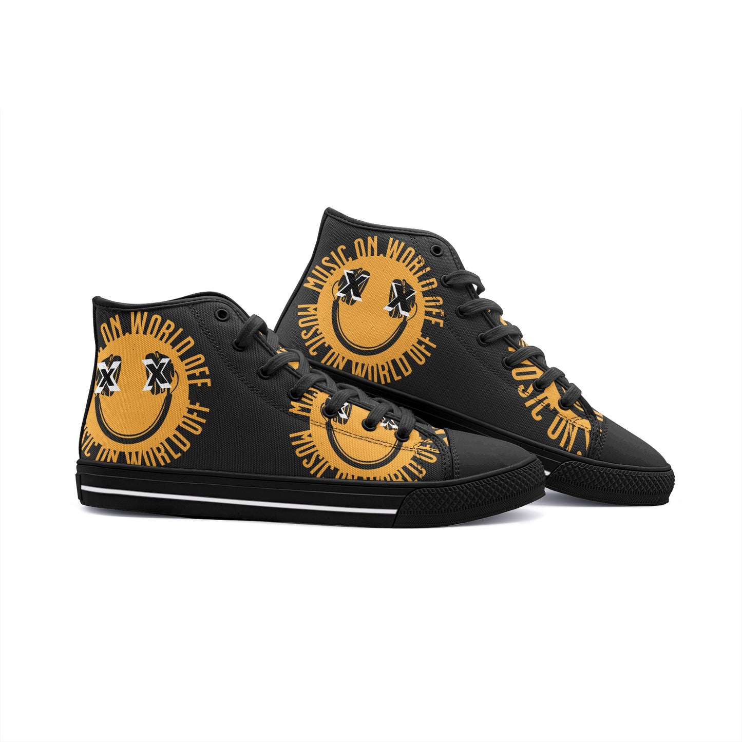 #S.O.M. BLK/YELLOW High Top Canvas Shoes