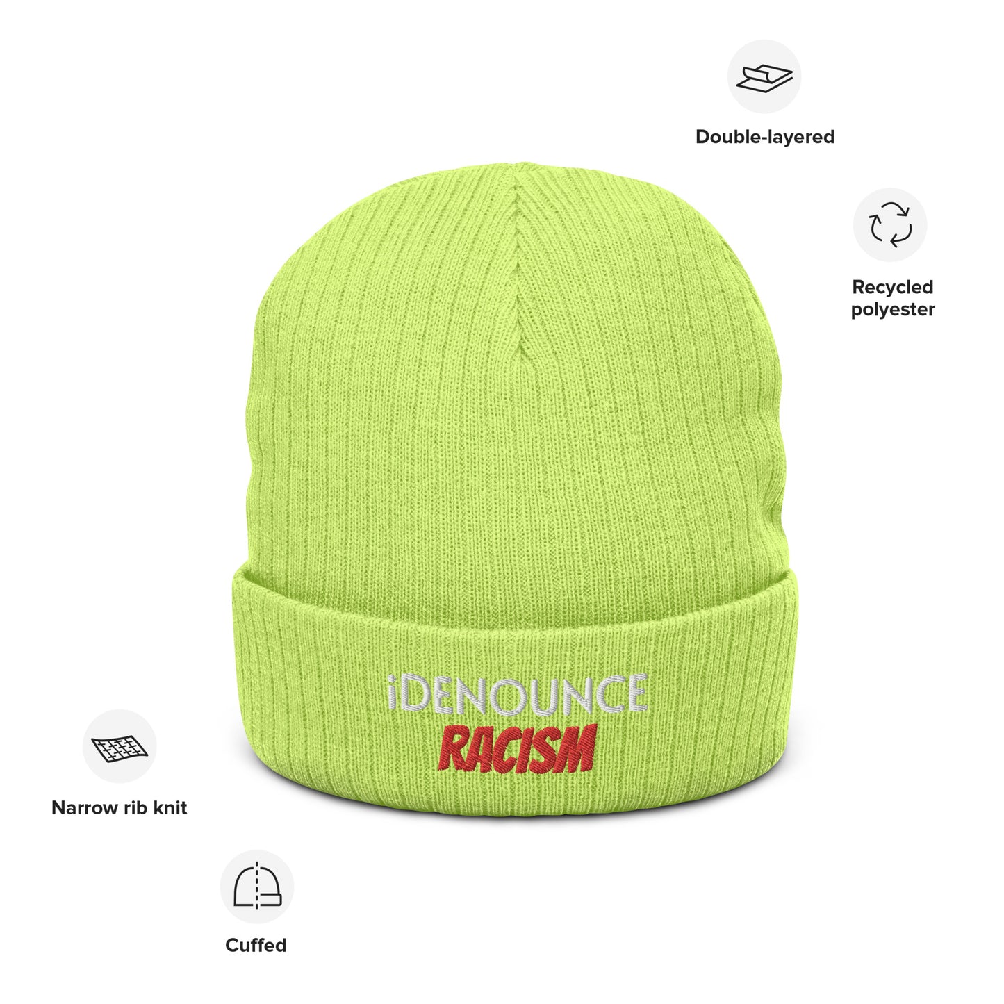 #iDR iDENOUNCE RACISM Ribbed knit beanie