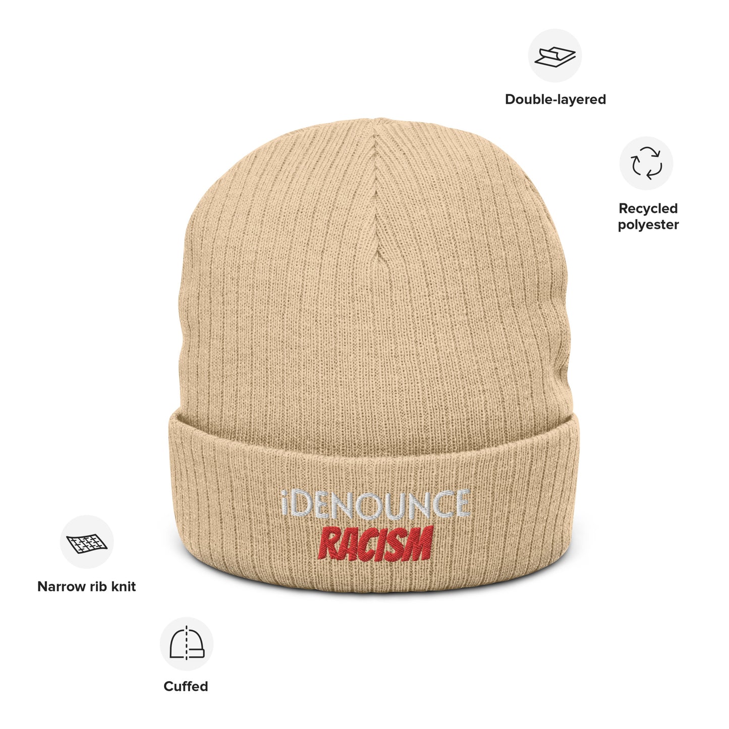 #iDR iDENOUNCE RACISM Ribbed knit beanie