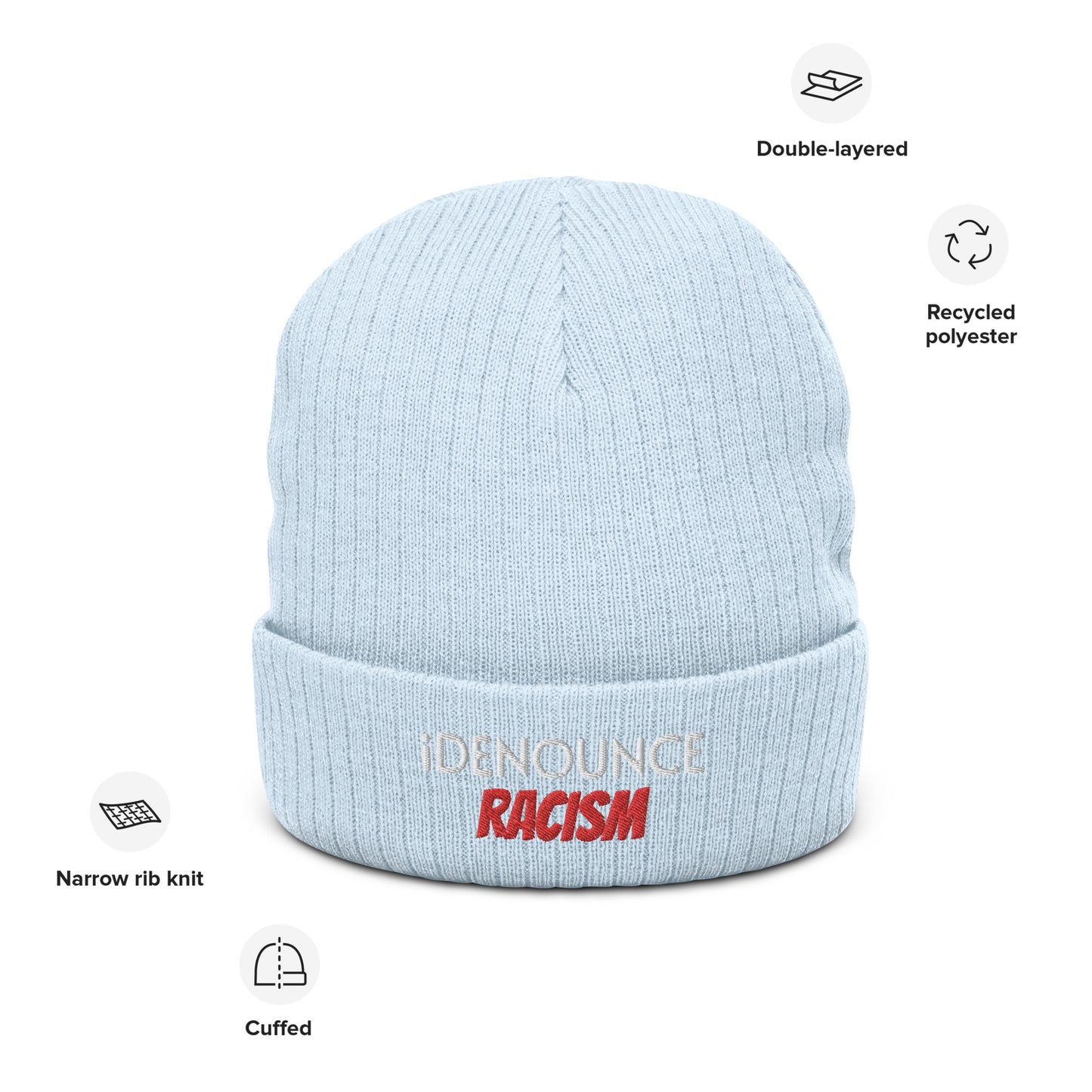 #iDR iDENOUNCE RACISM Ribbed knit beanie